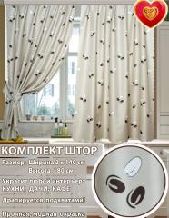 Комплект штор для кухни 140*180см Илона кофейные зерна